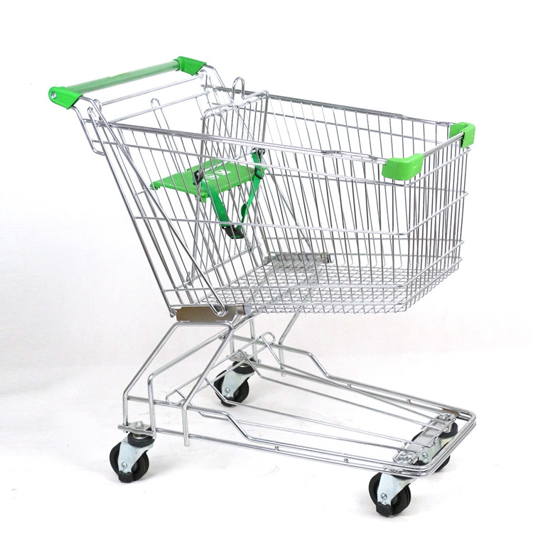 60L matel unfolding supermarket/grocery/market shopping trolley cart