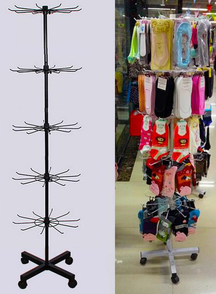 Retail shop fitting for 5 tires powder wire display  commercial collapsible clothes rack with wheels