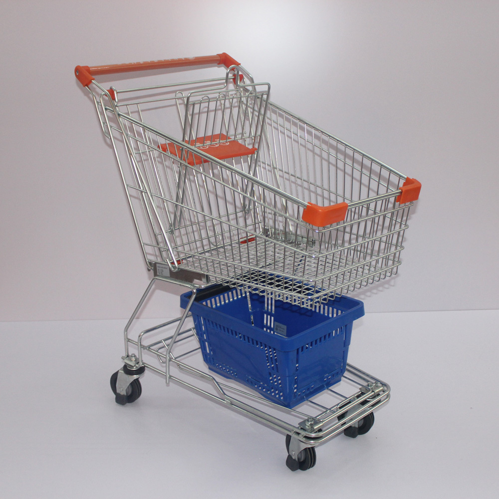 60L matel unfolding supermarket/grocery/market shopping trolley cart