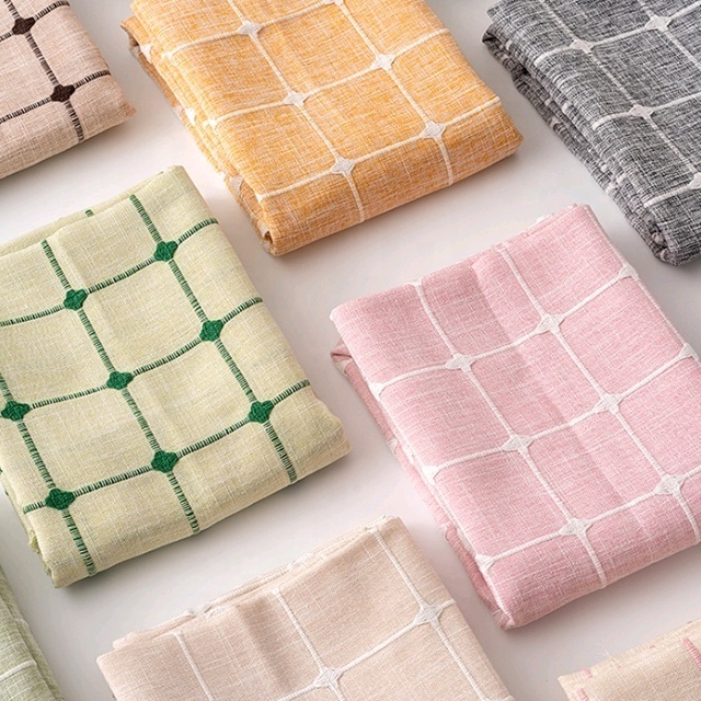 Hot selling small fresh imitation hemp jacquard home textile process yarn-dyed lattice fabric