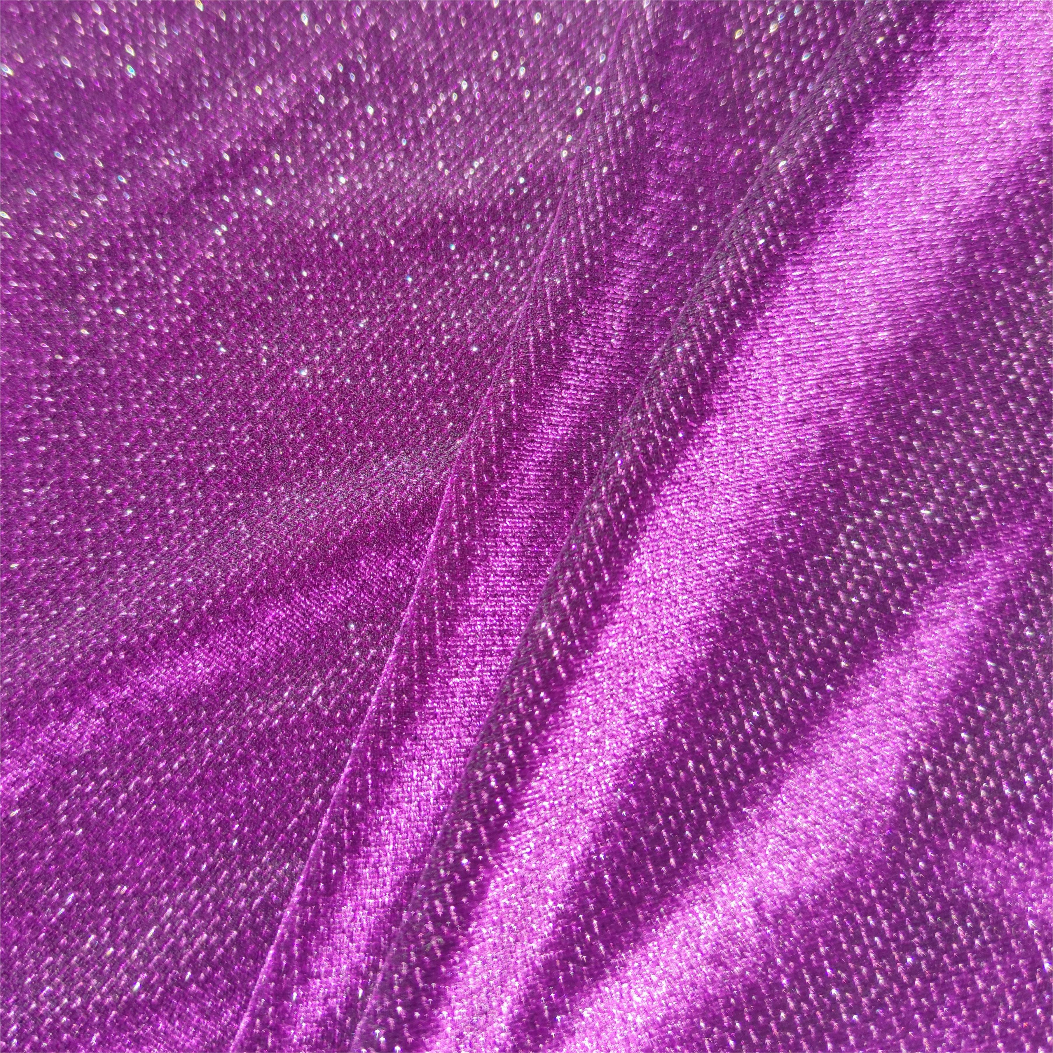 Woying95%polyester 5%Spandex thermal design knitted Korean velvet glitter striped garment fabric