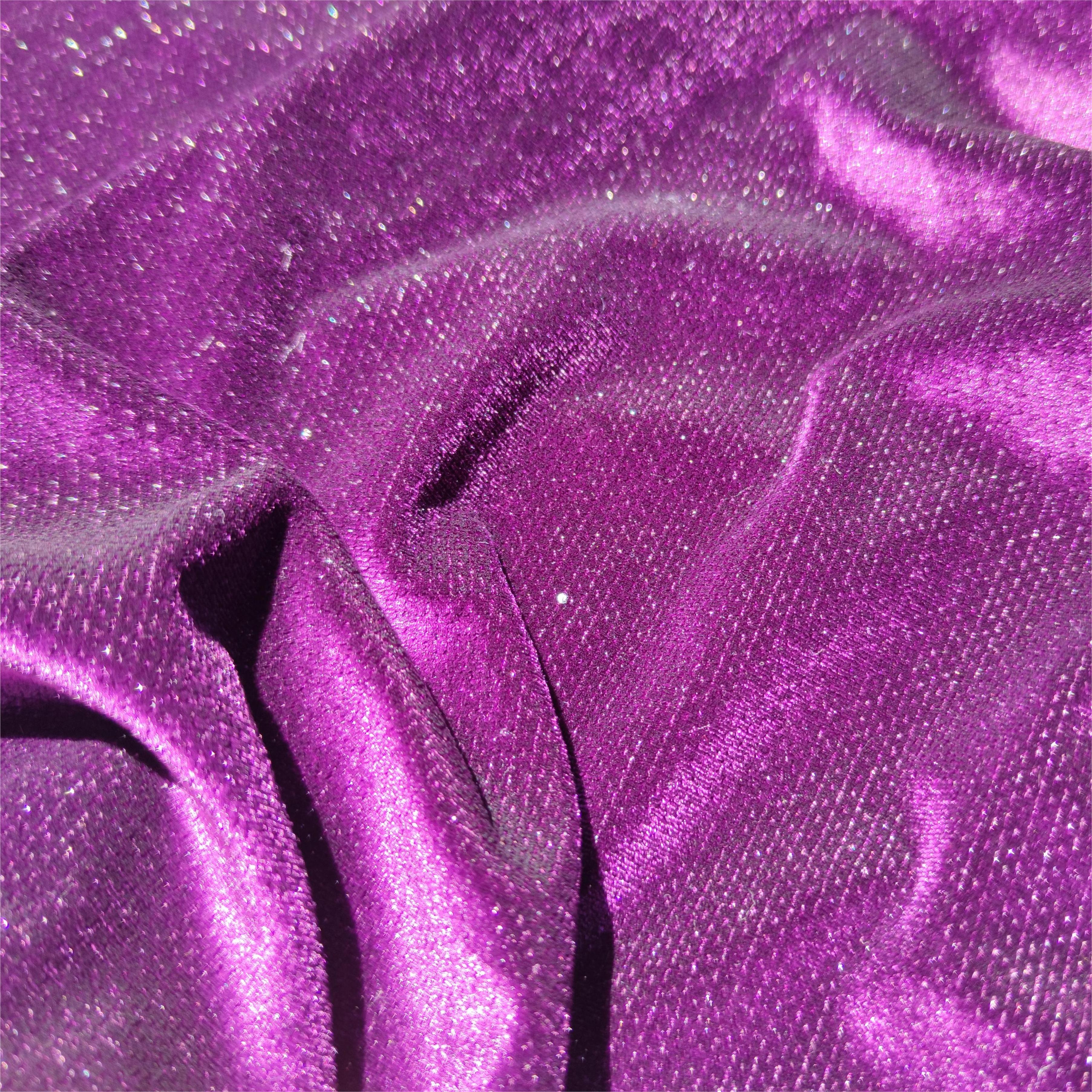 Woying95%polyester 5%Spandex thermal design knitted Korean velvet glitter striped garment fabric