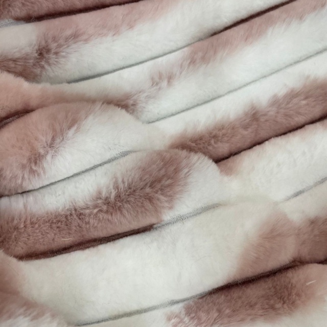 Stock Clothing Blanket diy striped two-color rabbit fur plush fabric