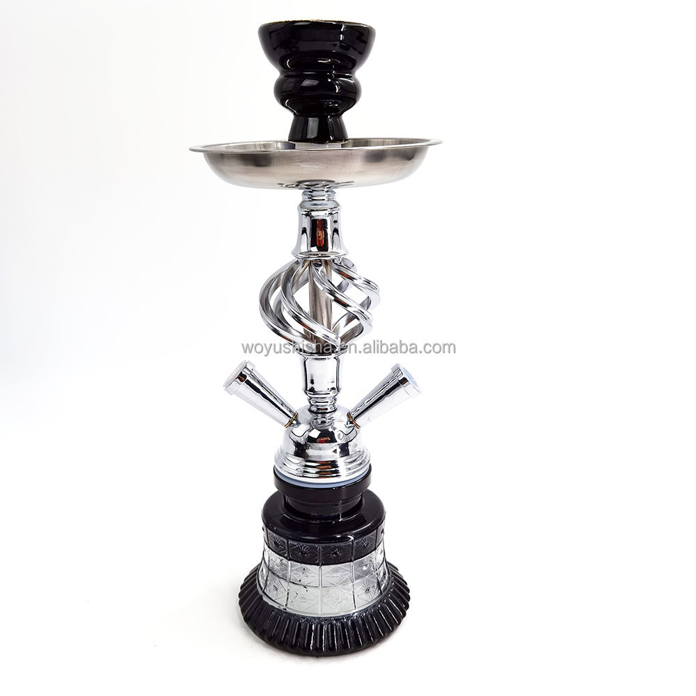 Wholesale tobacco shisha  glass hookah 1 or 2 pipes cheap hukka pot