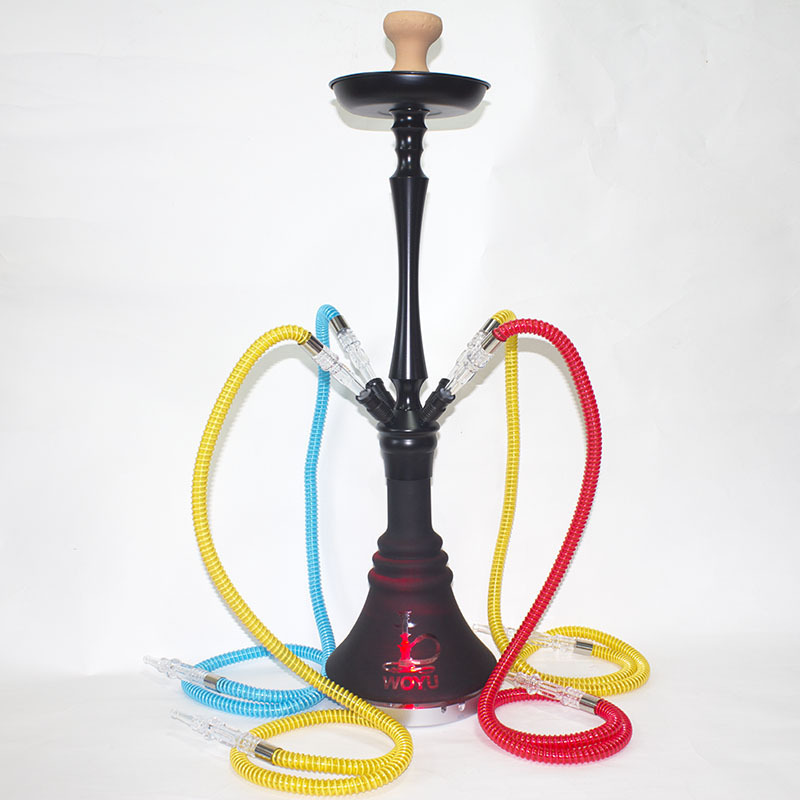 WOYU dubai 4 hose hookah hoses LED light hookah 2 pipe water glass smoking