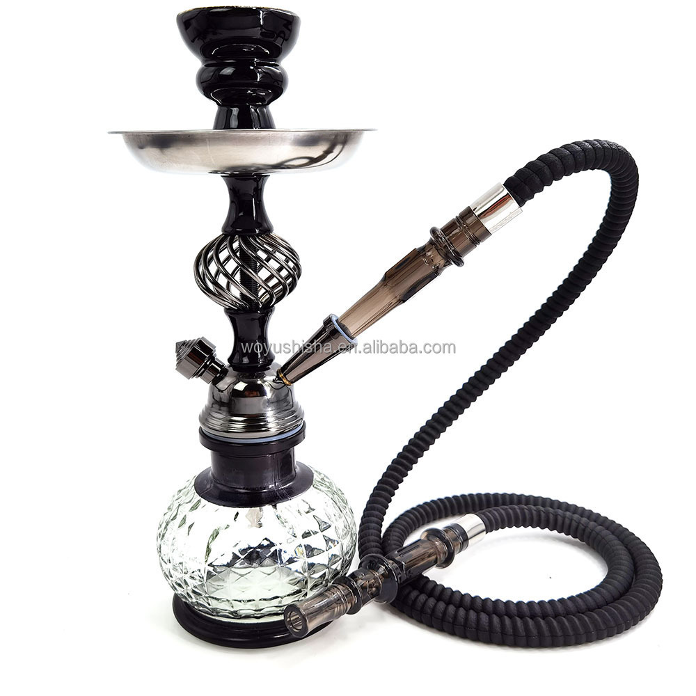 Wholesale tobacco shisha  glass hookah 1 or 2 pipes cheap hukka pot