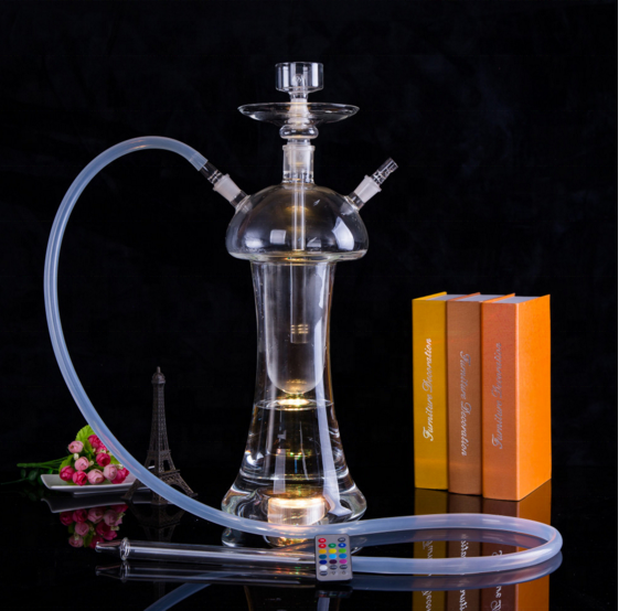 Big glass shisha water pipe hubbly bubbly hukka full glass hookah with light