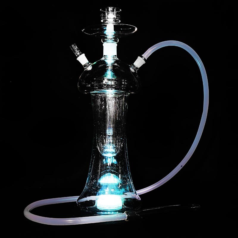 Big glass shisha water pipe hubbly bubbly hukka full glass hookah with light