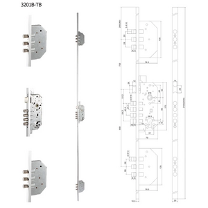 South american cerradura embutir hot sale 3201B high safety mortise multipoint door lock body