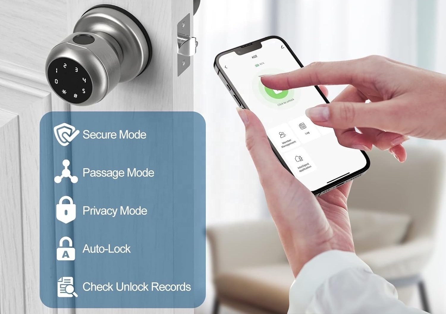 Tuya App Biometric Intelligent Fingerprint Password Home Safety Security Smart Knobs Lock Door Lock