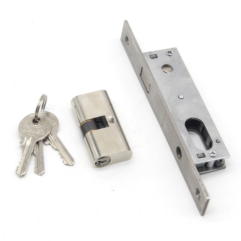 Brazil safety shop aluminum sliding mortise lockset  slam hook door lock with brass cylinder