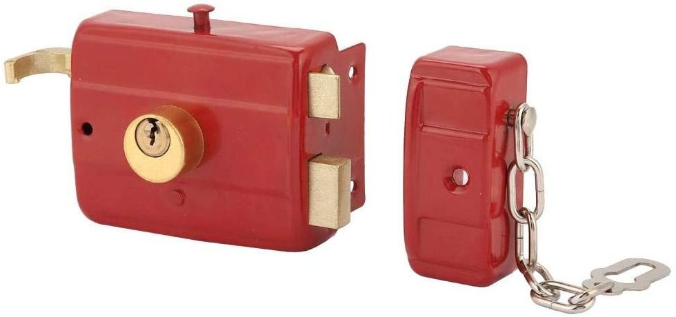 Front Door Red Hanging Hardware Deadbolt Security Rim Lock