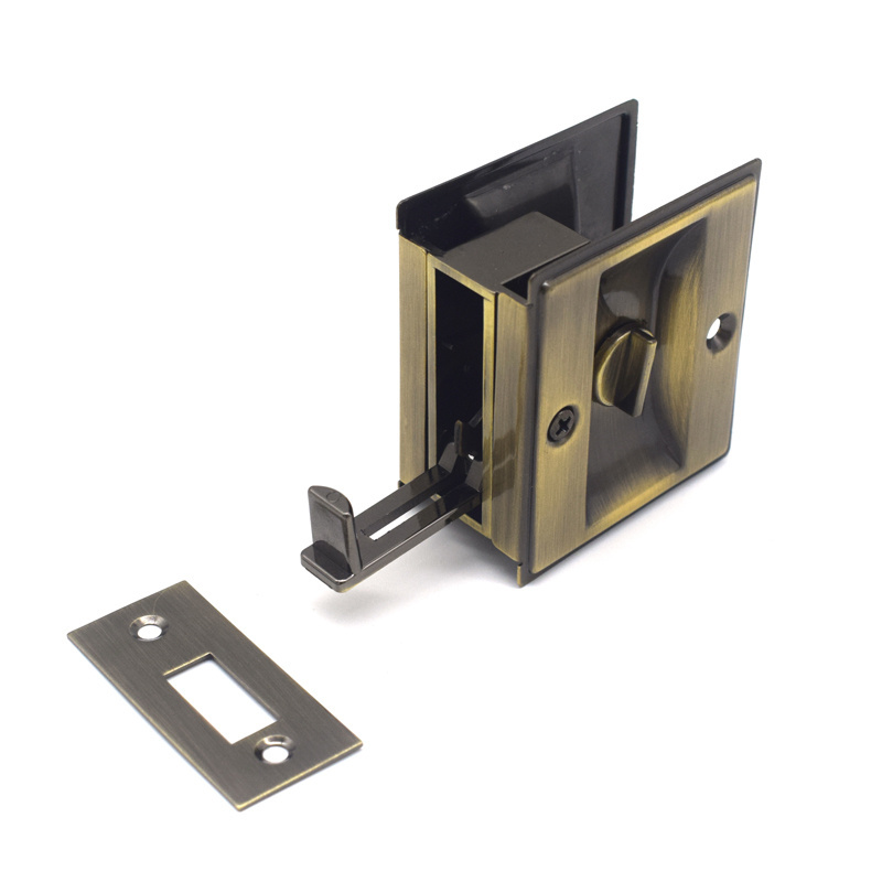 Hidden hook lock factory Concealed Recessed flush Invisible Pull Handle square sliding wooden door lock sliding door