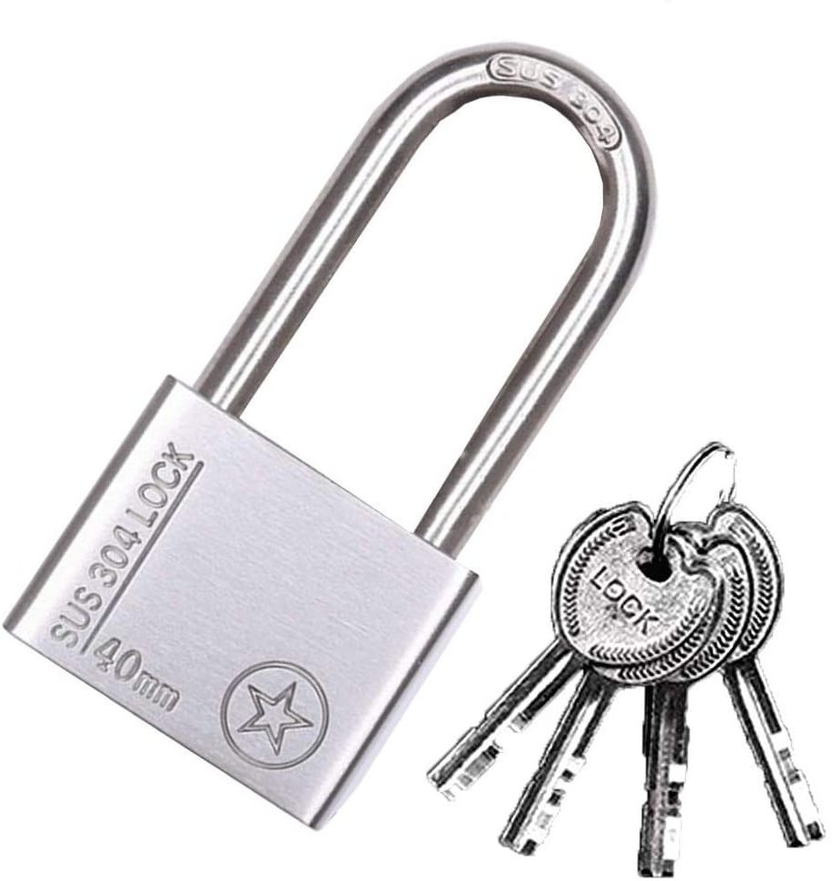 40mm Long Beam Stainless Steel Safety Padlock Waterproof Rust Anti-Corrosion Anti-Cutting Security square Padlock