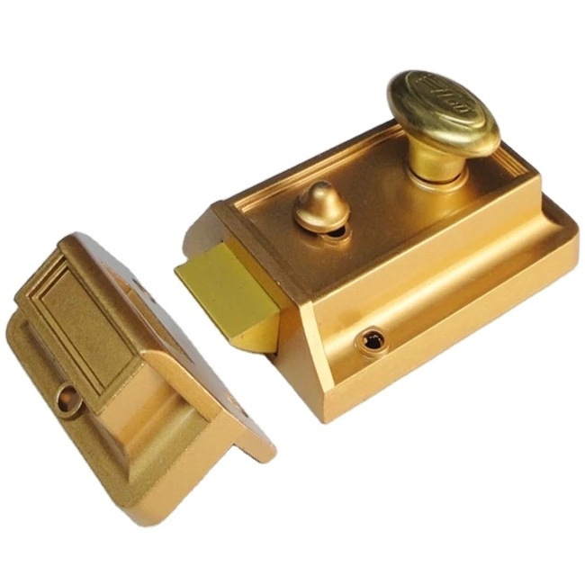 Night Latch Deadbolt Rim Lock Gold Finish Brass Latch Antique Locks With Keys For Front Door