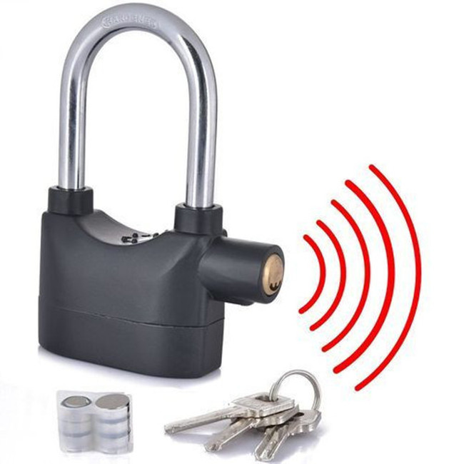 Security  Anti-Theft Motor Bicycle alarma lock Siren  Aluminum Alloy Alarm Padlock