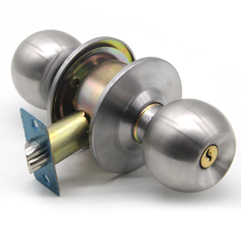 Manual double 304 polished stainless steel ball security cylindrical door knob lock