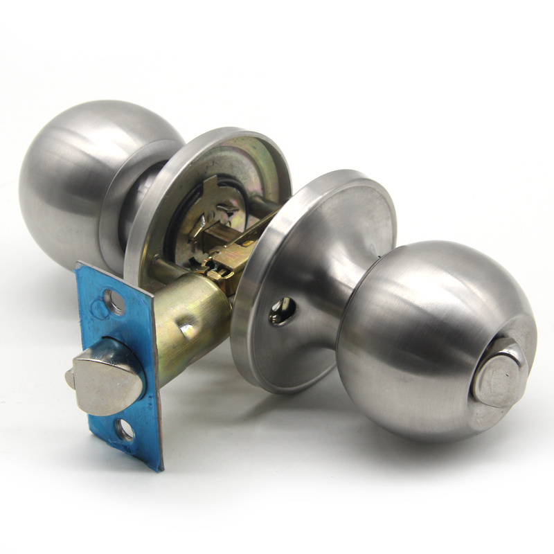 Manual double 304 polished stainless steel ball security cylindrical door knob lock