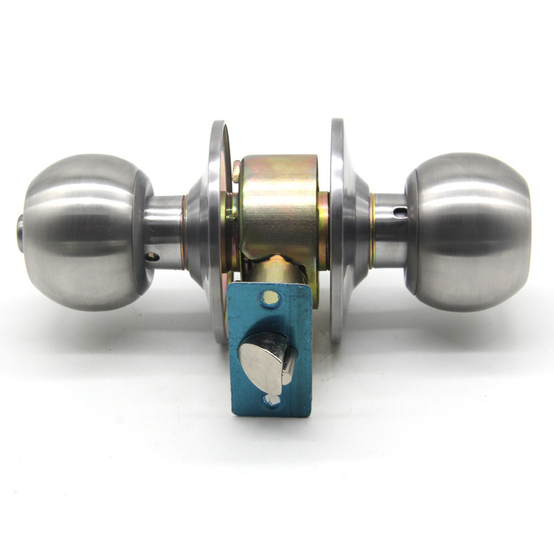 Manual double 304 polished stainless steel ball security cylindrical door knob lock