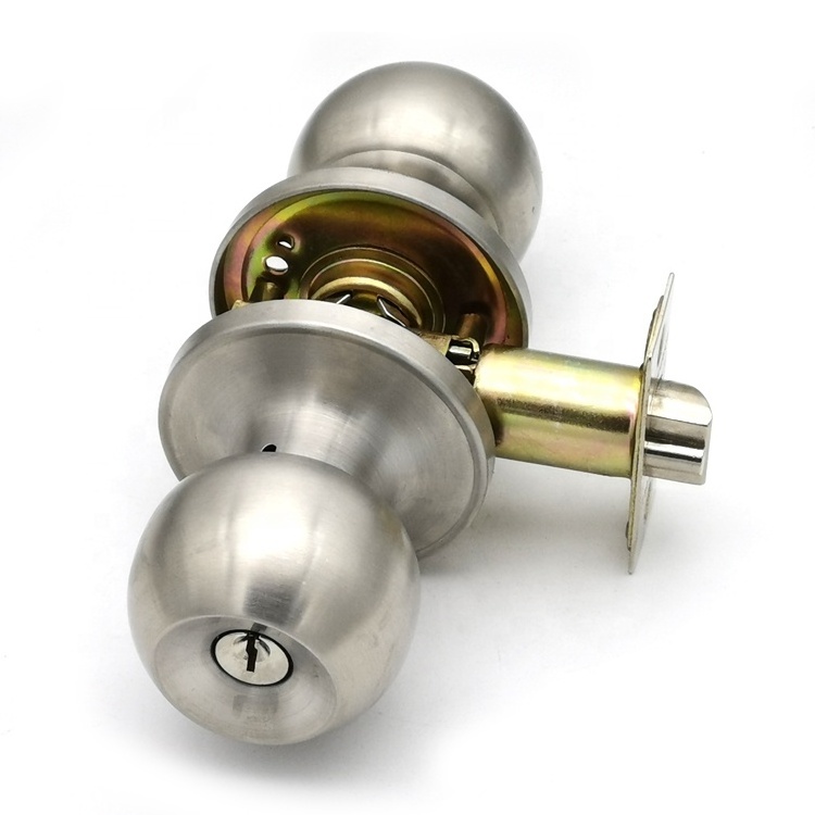 stainless steel cylindrical round knob lockset deadbolt door lock entrance privacy tubular latch cylindrical knob lock