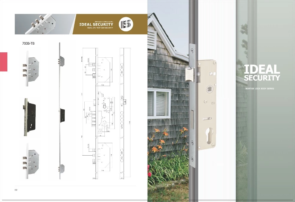 High Security 3 Point Mortise Door Lock Body Cerradura de Embutir de 3 Puntos de Cierre