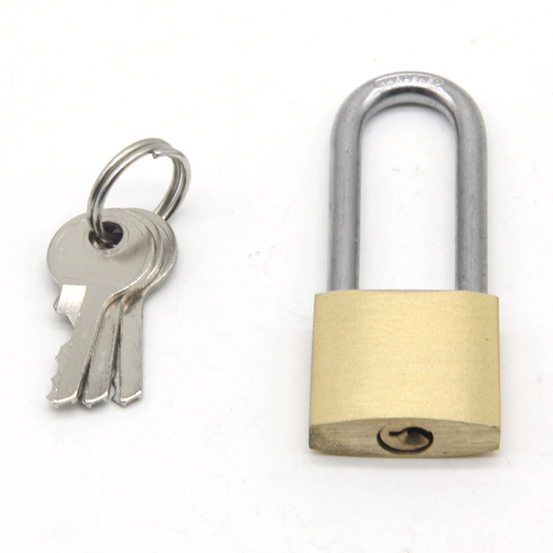 Free logo Industrial small lock 20mm 30mm harden long shackle padlock safety brass padlock with master key