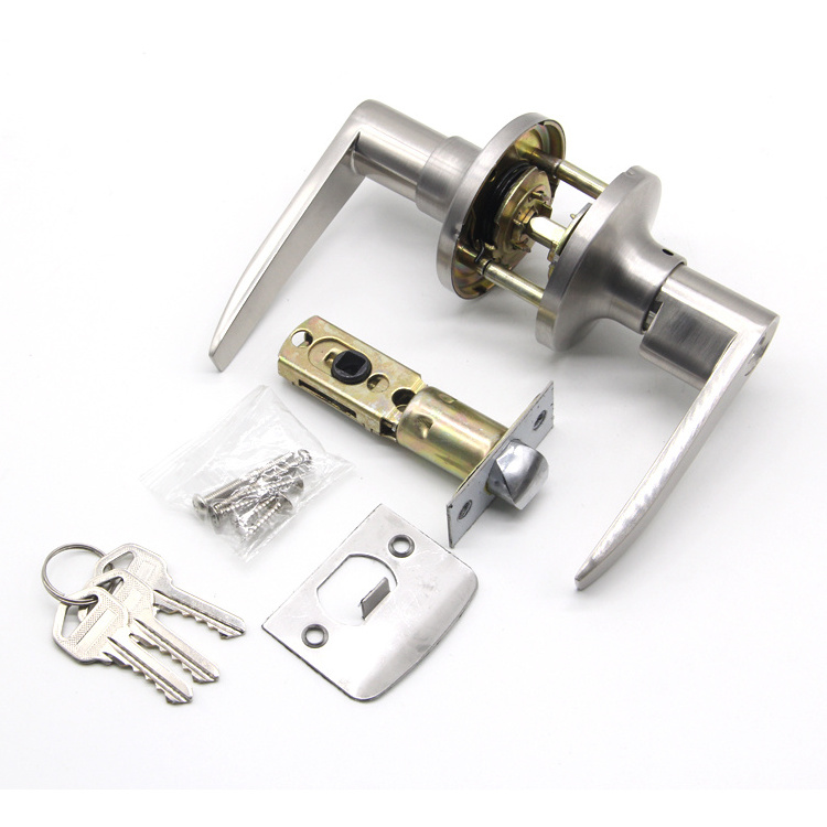 American style toilet bathroom passage lock privacy latch wood SS/zinc alloy door lock lever handle for interior doors