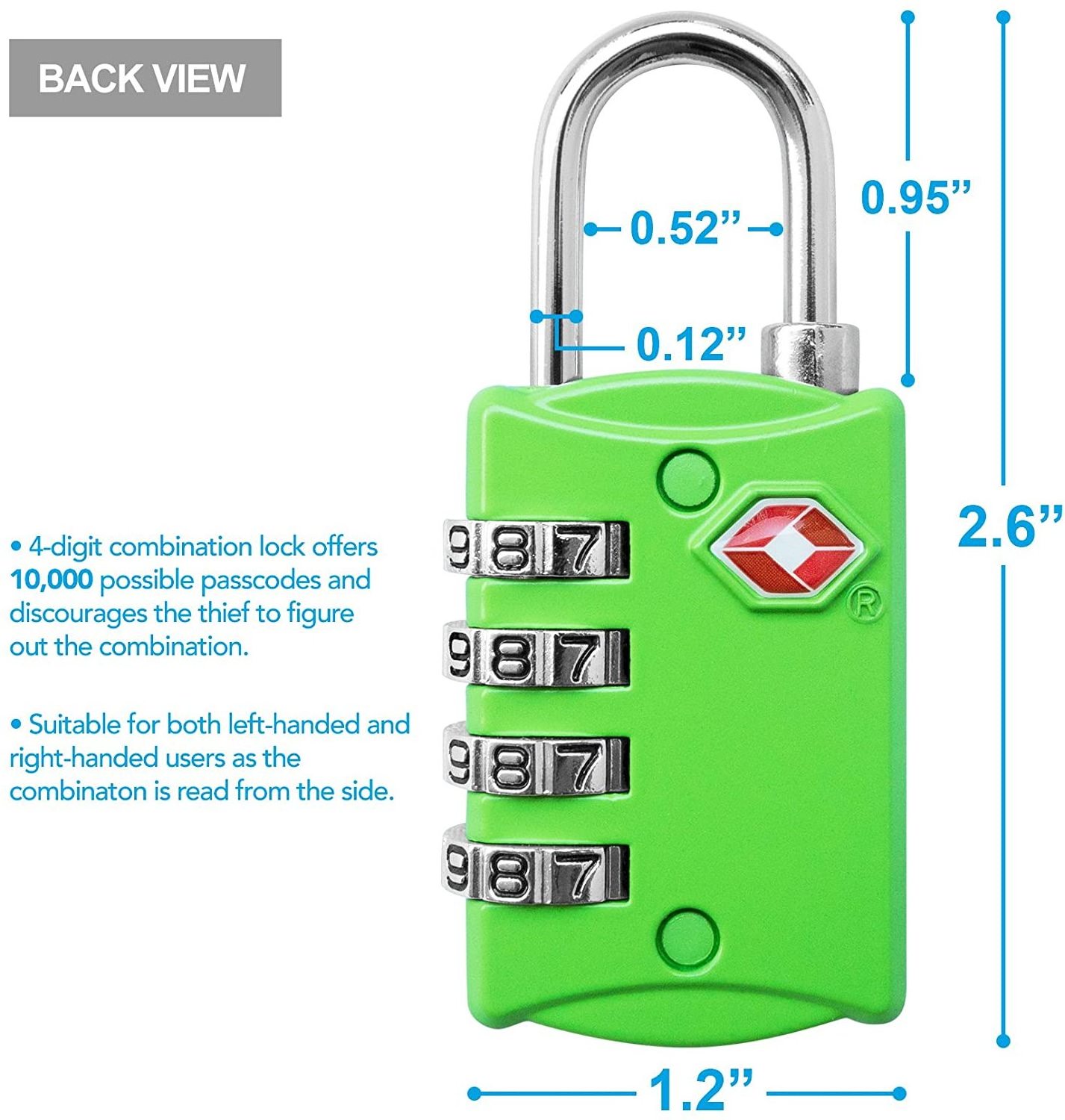 Wholesale 4 Number Combination padlock Zinc Alloy  tsa007  lock  Password Padlock trunk backpack lock 3-digit password padlock