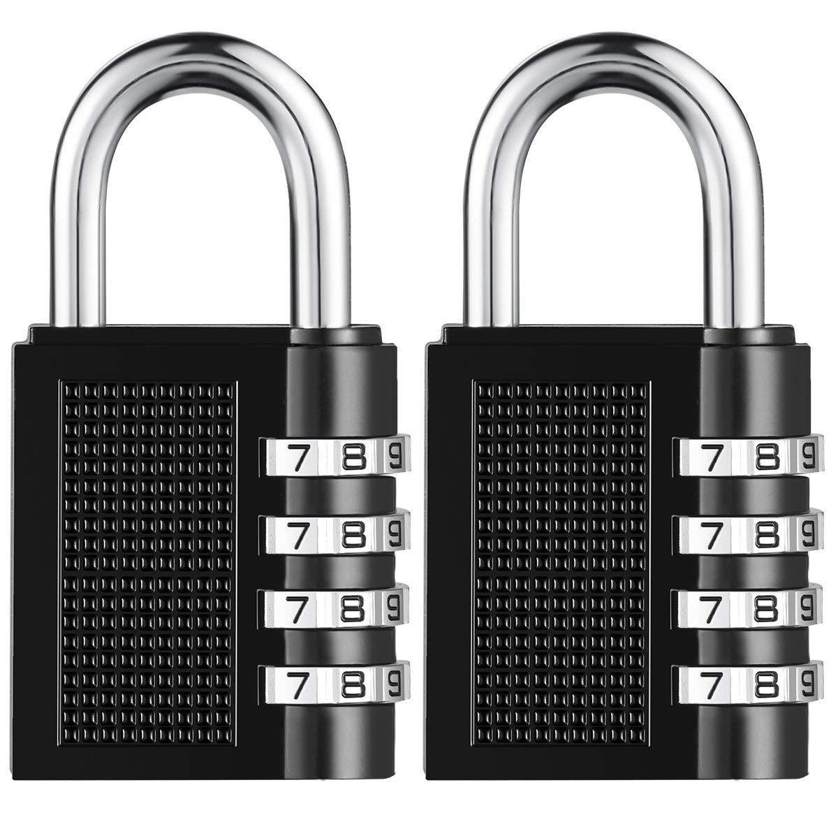 Black 4 Dials Resettable Combination Password Lock Safe Door Locker Pad Lock Padlock Travel Luggage Suitcase gym lock