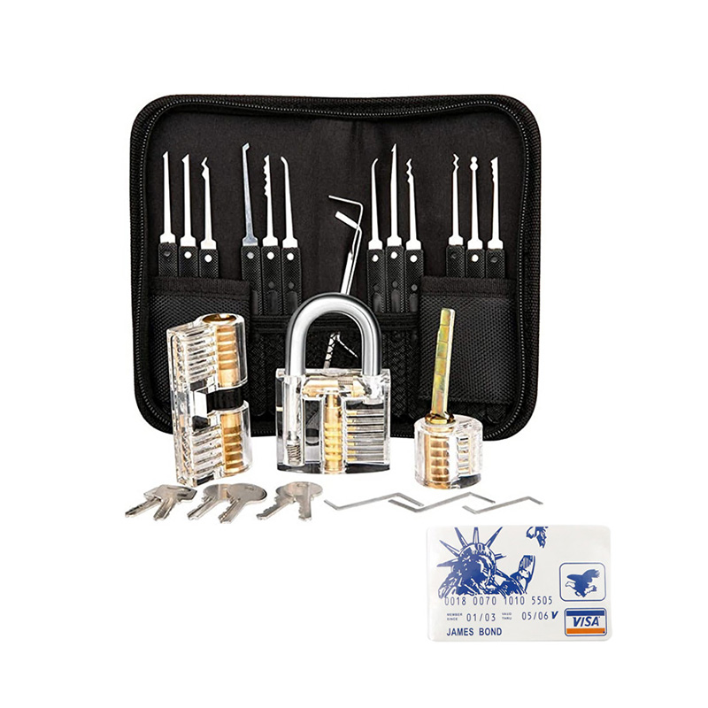 Factory price credit card kit transparent practice padlock 30pcs locksmith lock pick tool