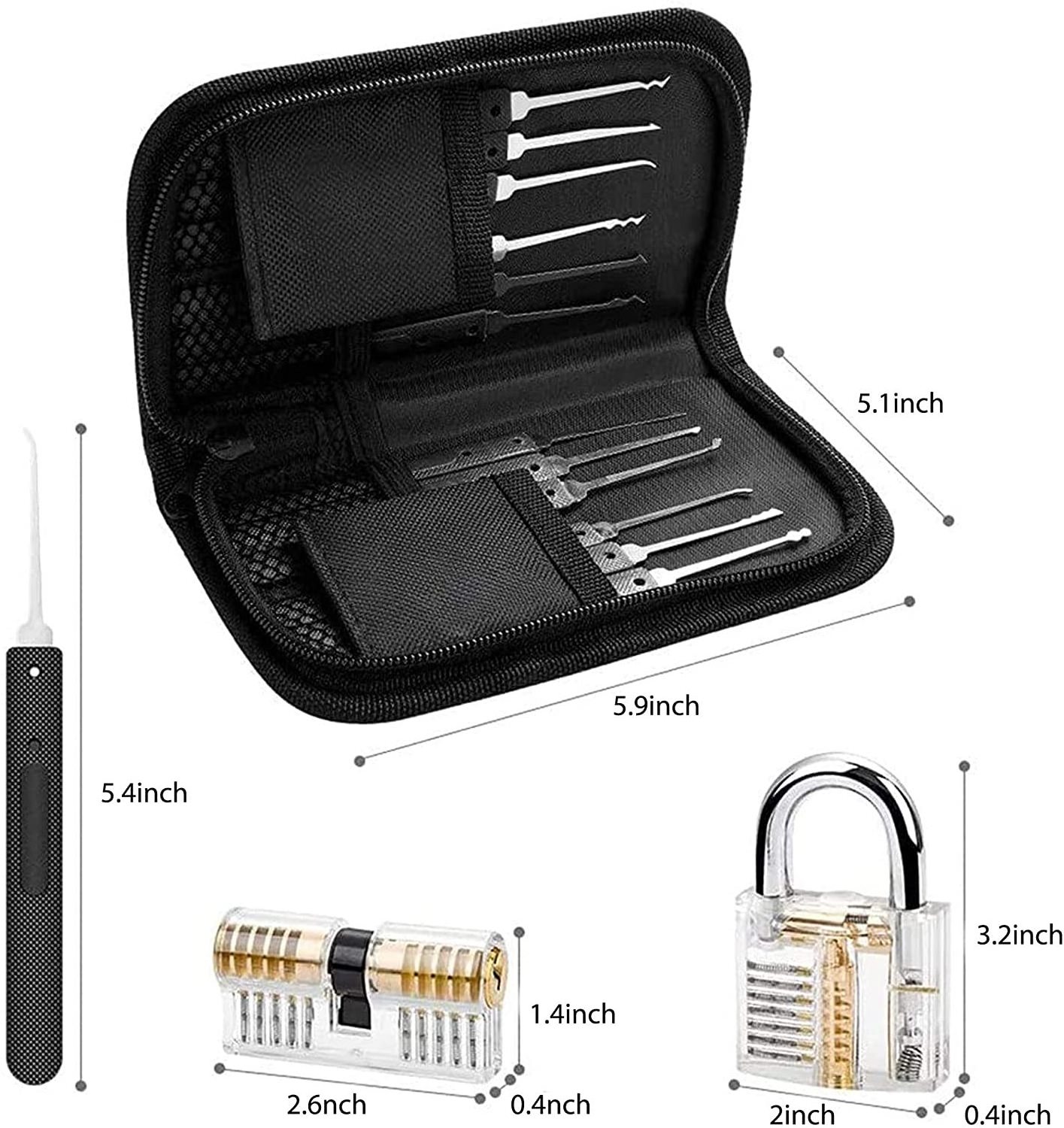 17pcs lock pick set with transparent practice locks locksmith tool locksmith tools lock picking kit