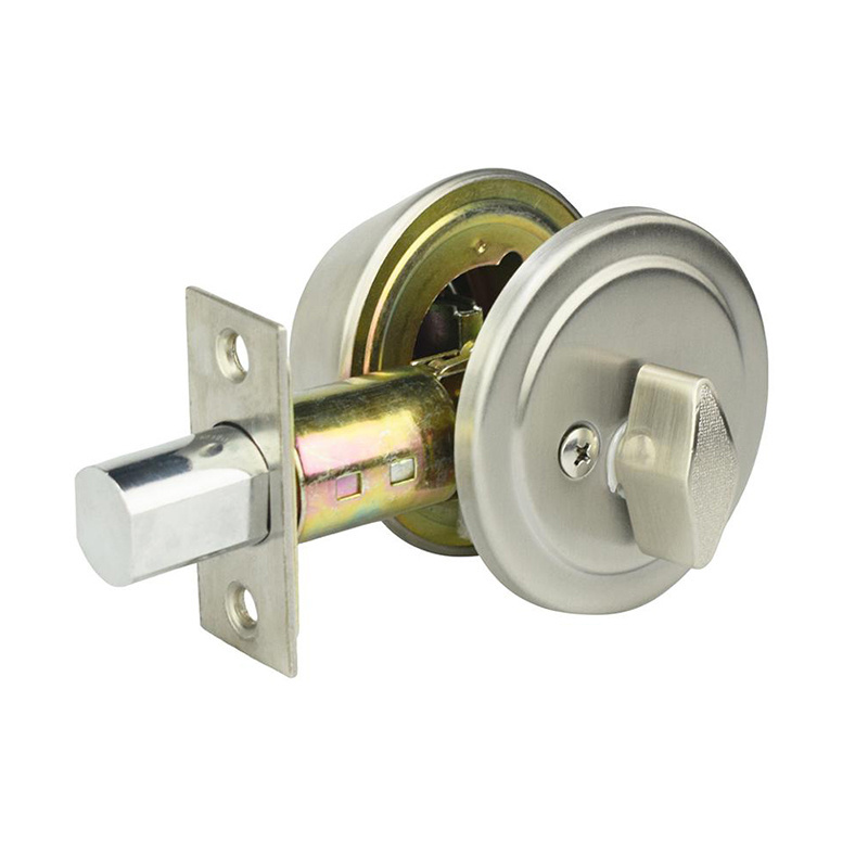 201/304 stainless steel cerradura deadbolt with resist sawing latch and brass cylinder door lock with satin nickel finish