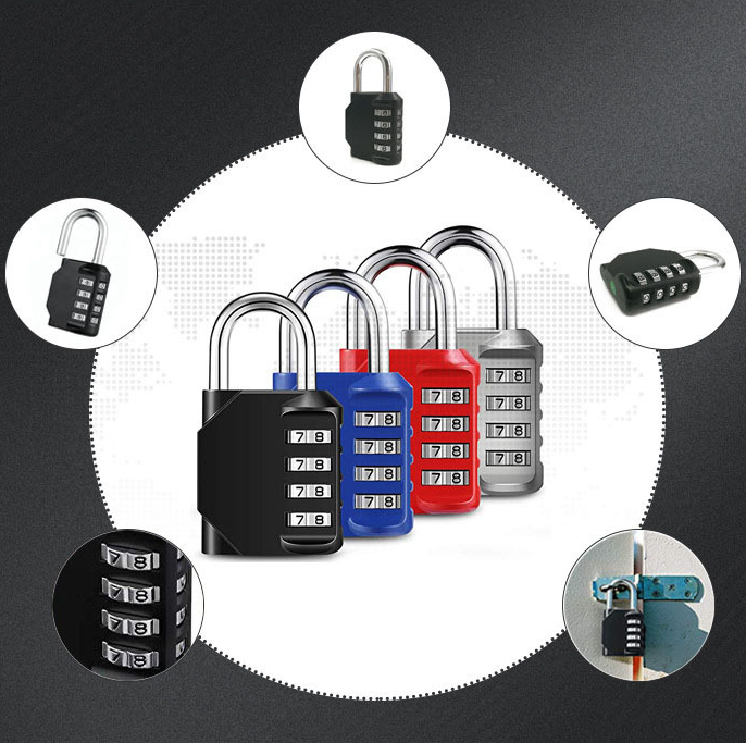 Bag password lock zinc alloy material mini cute lock with 4 security code luggage combination padlock