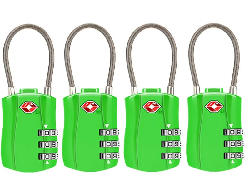 TSA Approved Luggage Zinc alloy Locks 3 Digit Travel Luggage Suitcase Bag TSA Cable Combination padLock