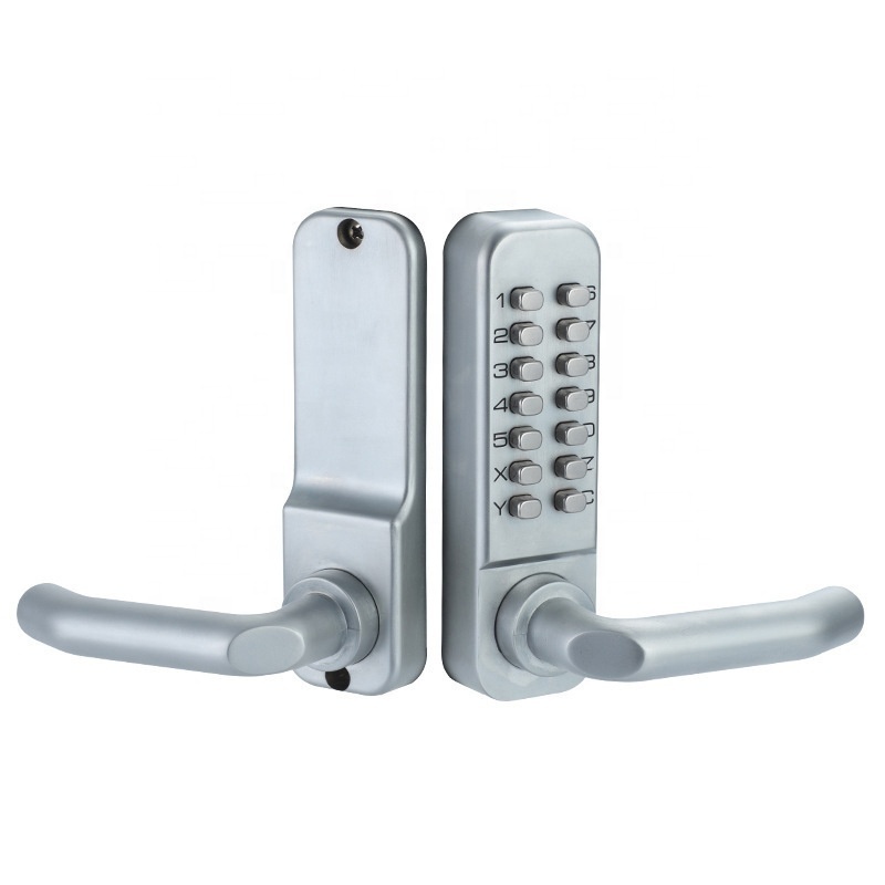 Security Wooden Door handle with push button lock,mechanical handle door lock