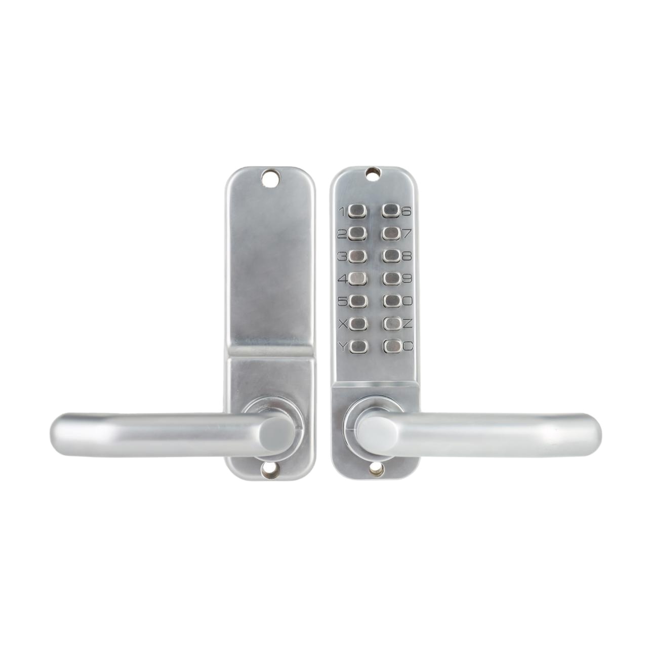 Security Wooden Door handle with push button lock,mechanical handle door lock