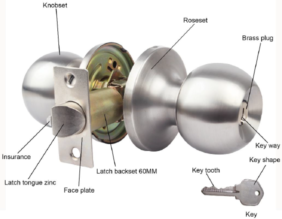 Round knob Lock Main Door Handle Lock Set Bathroom Entry Door Knobs Shower Room Door Handles Doorknob