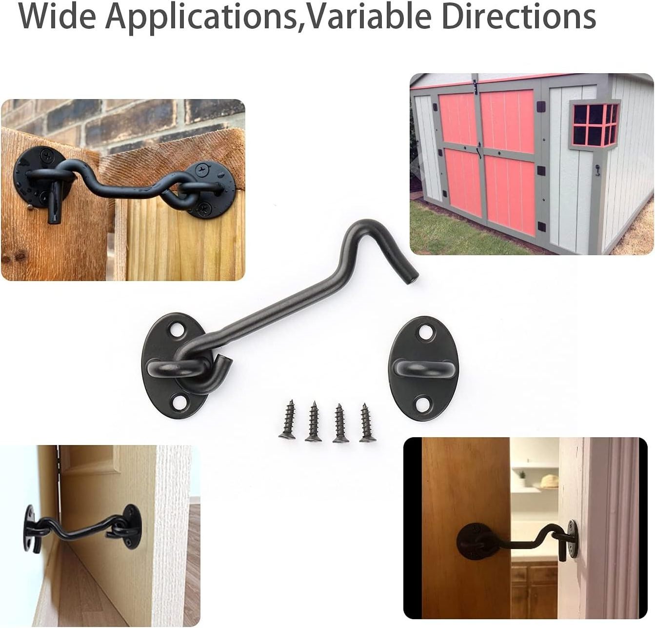 Black Sliding Door Cabin Hook and Eye Latch for Barn Door Latch and Privacy Hooks Door Lock