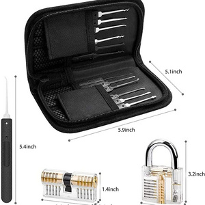 GOSO Hook Tools Lock Picking Practice Set 17pcs Stainless Steel Lock Pick Set Training Kits with  Practice Lock