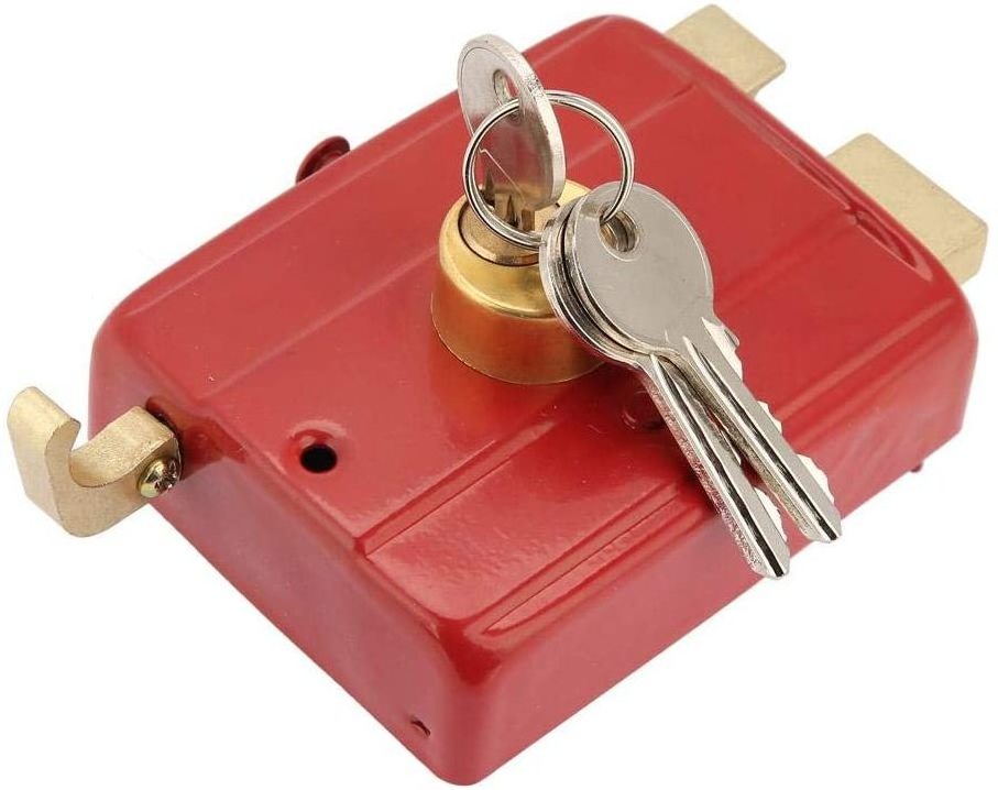 Front Door Red Hanging Hardware Deadbolt Security Rim Lock