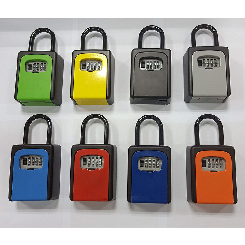 Long Shackle 4 Digital Wall Mount Colorful safe Key Box Safty Key Box Combination Padlock lockbox for keys