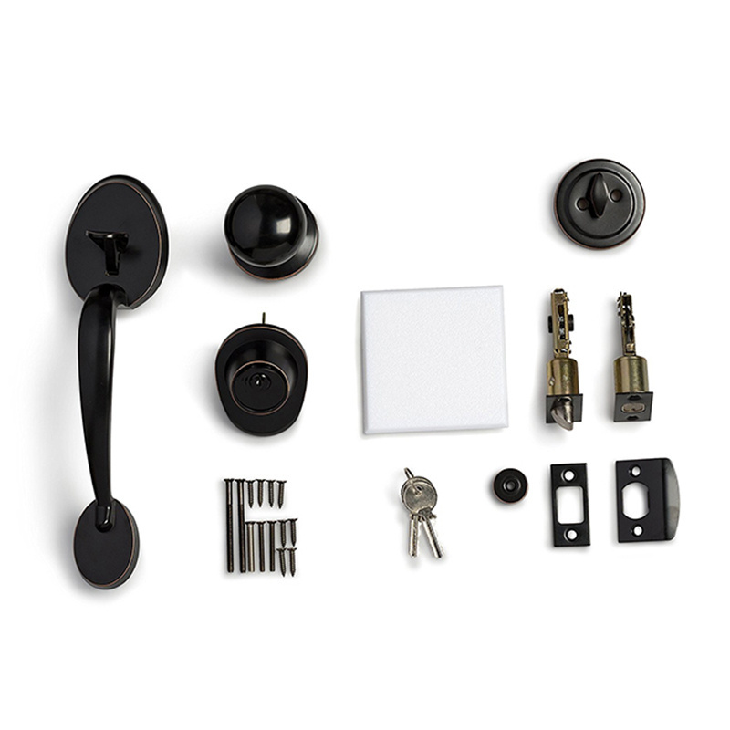 2001 ORB-ET double sliding Black nickel zinc alloy hotel door handle lock set systems korean door lock