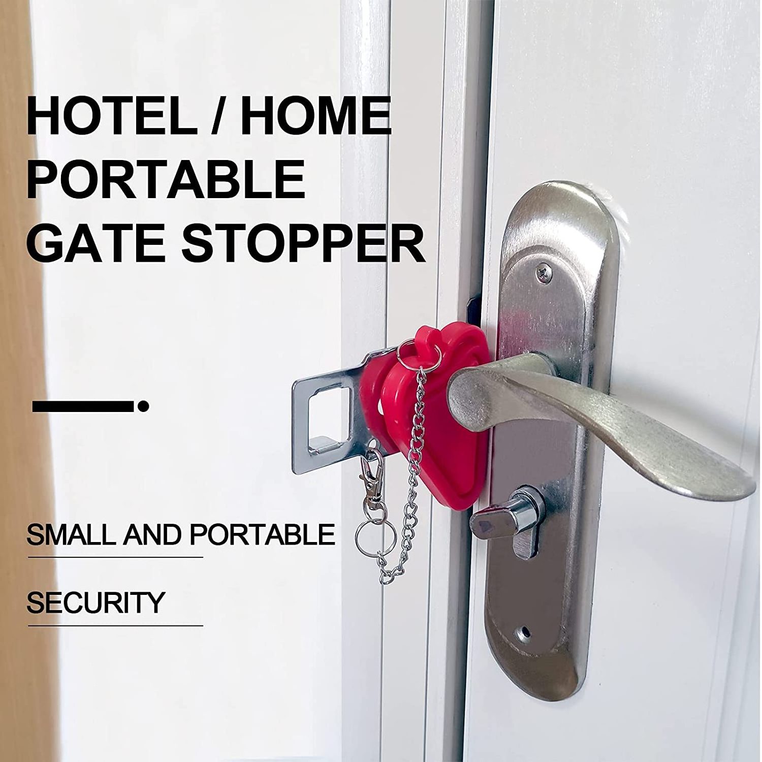 Portable Door Lock Solid Heavy Duty Door Extra Lock for Additional Privacy