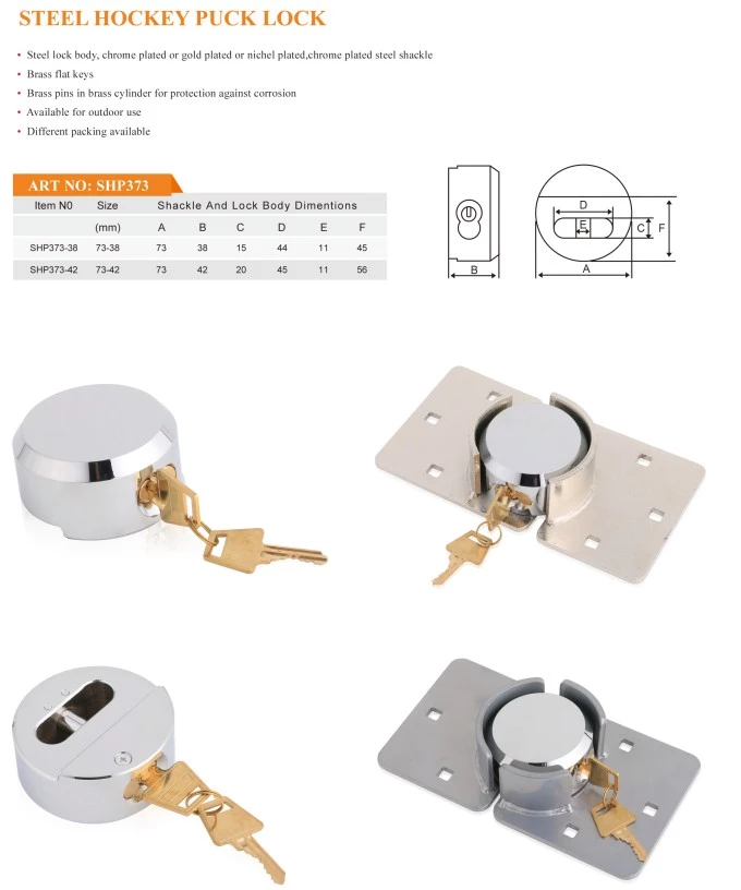 High Security Hasp Trailer Door 73mm Hockey Reinforced Hidden Shackle Lock Solid Steel Puck  Padlock