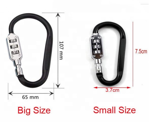 Combination Lock Carabiner Aluminium Alloy Zinc alloy Password carabin hook Carabiner With Coded Lock