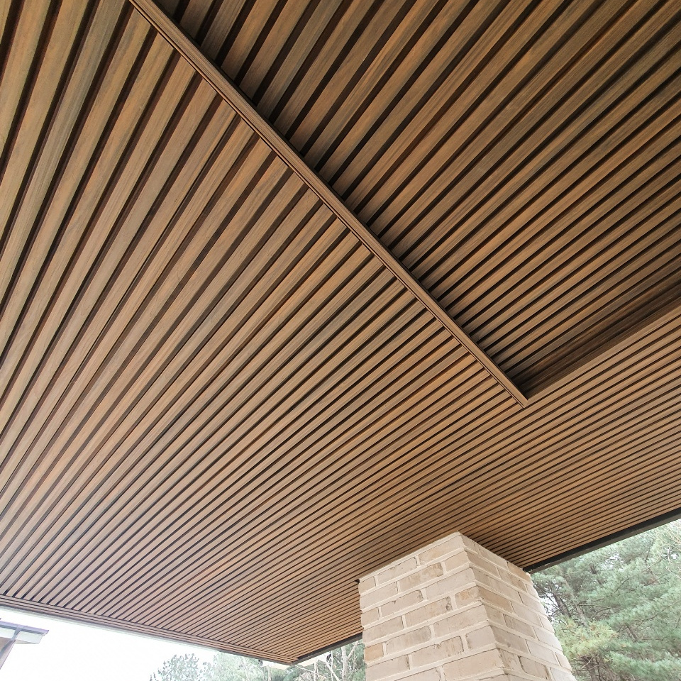 Co-extruded WPC wall cladding wood plastic composite plank 219*26 decorative exterior Wall tiles tongue and groove ceiling