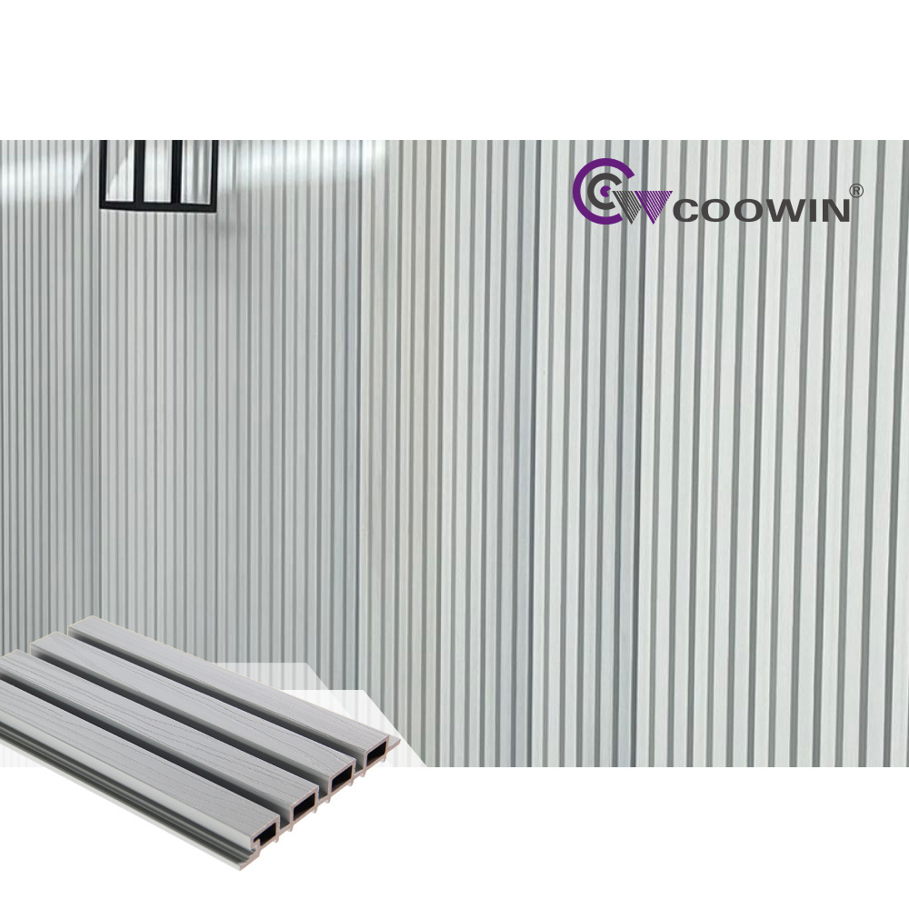 Outdoor Building Waterproof WPC Composite Wood Wall Clad fluted composite Panel Wall Exterior Cladding