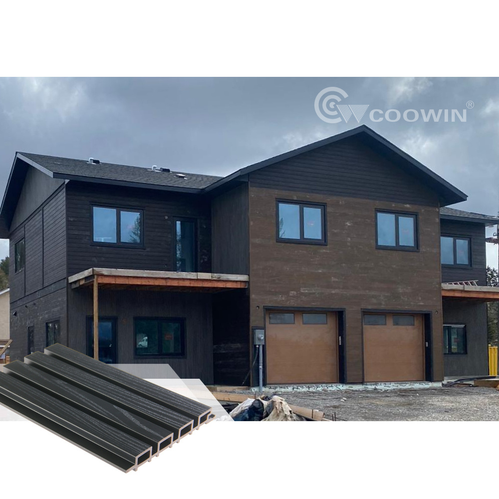 Outdoor Building Waterproof WPC Composite Wood Wall Clad fluted composite Panel Wall Exterior Cladding