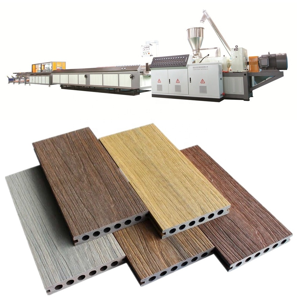 Waste PE WPC  profiles making machine for wood plastic composite decking  with up to 90% recycled materials