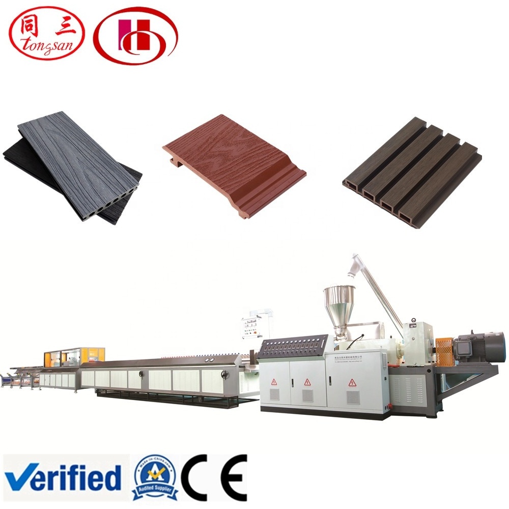 Waste PE WPC  profiles making machine for wood plastic composite decking  with up to 90% recycled materials